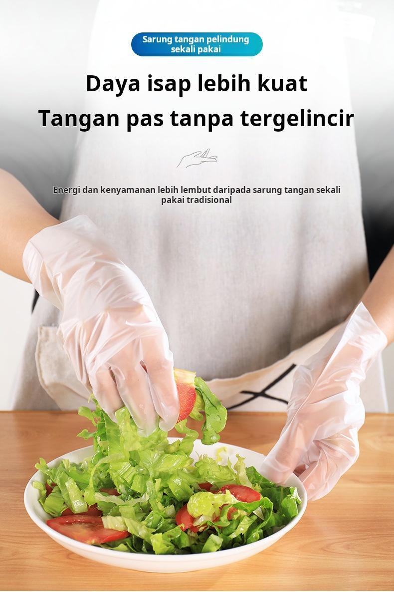 Sarung tangan sekali pakai transparan TPE yang menebal untuk dapur, memanggang, makanan, katering, salon kecantikan, sarung tangan pembersih dan sanitasi