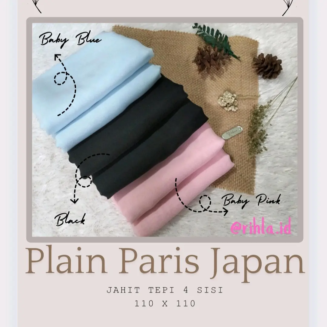 PLAIN PARIS JAPAN HIJAB SEGI EMPAT RIHLA.ID FATIMAH SERIES Square