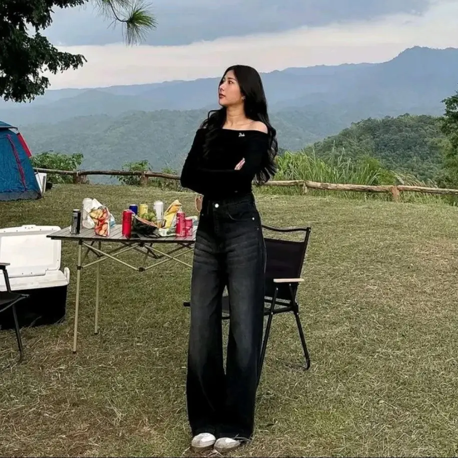 Celana Jeans Panjang Wanita Loose Wisker Terbaru 2025