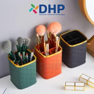 Beauty Box [SEGI] Tempat Kuas Makeup Premium PLASTIK Rak Kosmetik motif Kain sekat Tempat Pensil Premium