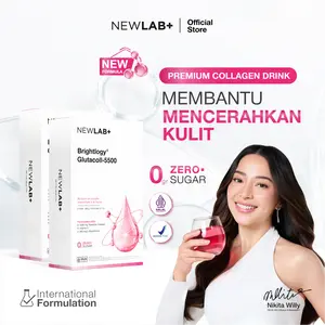 NEWLAB Paket Hemat 2 Box Brightlogy GlutaColl-5500 | Paket Hemat 2 Box C-Gluta | Minuman L-Glutathione & Kolagen | Vitamin C | Membantu Mencerahkan