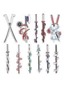 Set de 11 piezas de Pins de Esmalte de Armamentos de Demon Slayer, Broches de Metal de Espadas Japonesas, Insignias para Reversa de Mochila, Accesorios de Bisutería de Moda, Regalos para Amigos