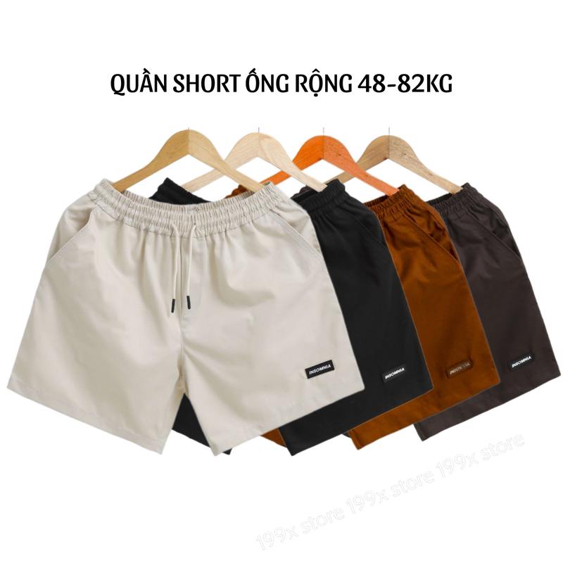 Quần Short Kaki Hàn Trơn Trên Gối Unisex ỐNG RỘNG Đơn Giản Phù Hợp Nam Nữ Thông Thường Menswear Chất Liệu Kaki Dây Rút Tiện Lợi