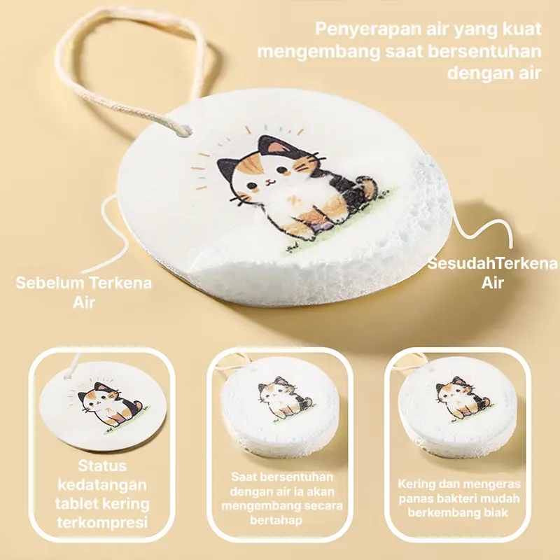 ZOLELE DB01 Spons Pencuci Piring Bubur Kayu Dikompres Sabut Gosok Spons Kain Dapur Anti Lengket 3