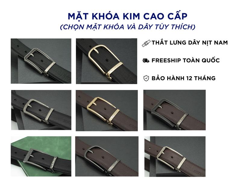 [Mặt khoá kim, dây da Bò Nappa Vân sóng cao cấp] Thắt Lưng Nam, Dây nịt da bò thật chính hãng CORAN Chất Liệu Da Bò Nappa Vân Sóng Cao Cấp Nhập Khẩu Mặt Khoá Kim Dây Đục Lỗ FKK-04