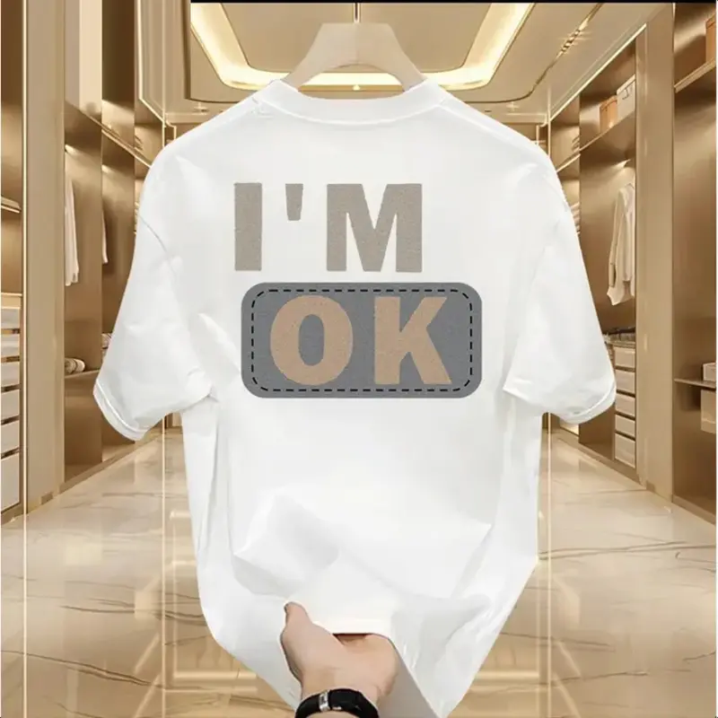 T-Shirt IMOK Bermotif Katun Murni Lengan Pendek Unisex Musim Panas Kaos Lembut Wanita Polos Tee Loose Baju Oversize Putih Cewek Spandex Distro Pria Dewasa Atasan Tulisan Couple Oblong 0