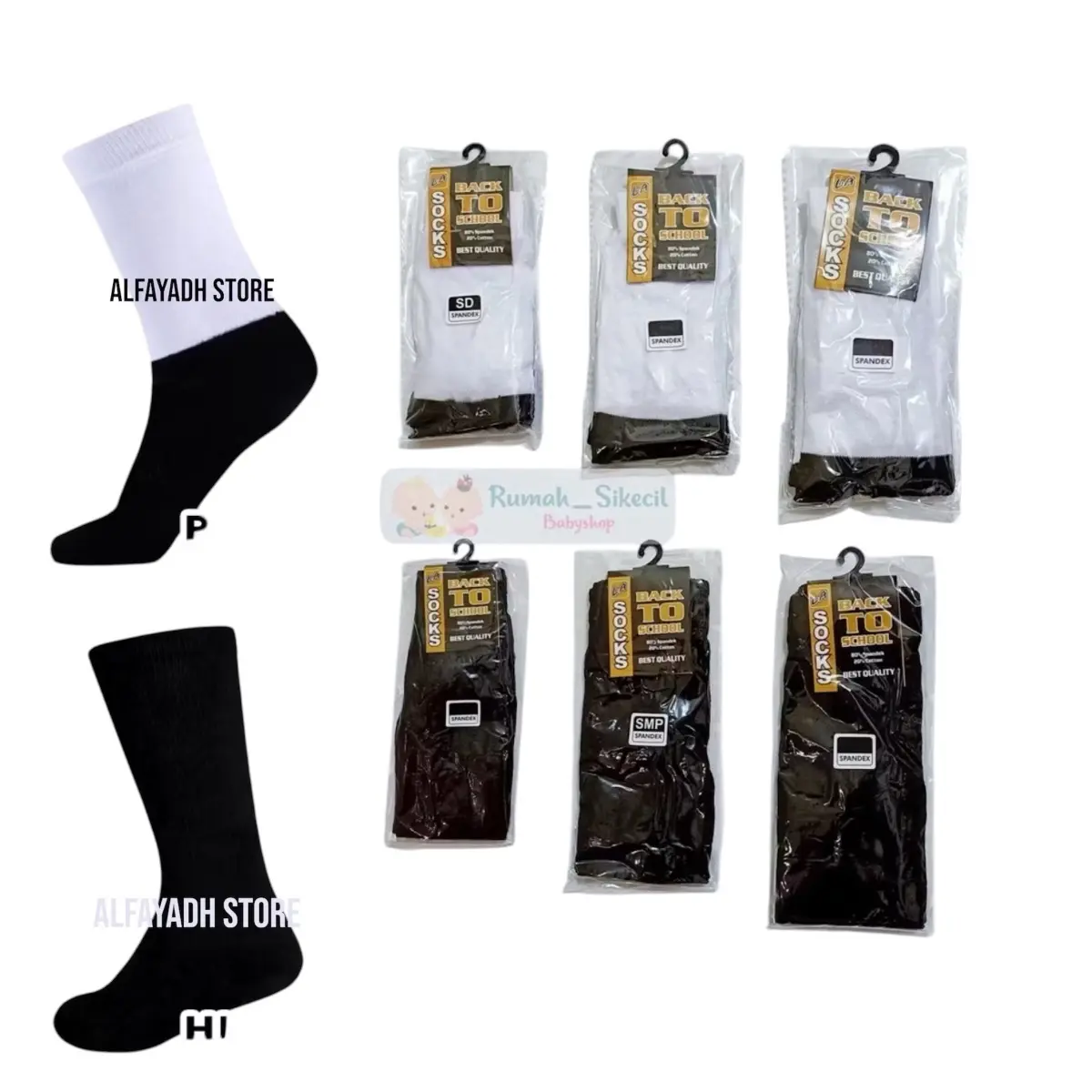 Seragam kaos kaki Sekolah Anak SD SMP SMA Kaos Kaki Sekolah SD SMP SMA Hitam Putih Fashion