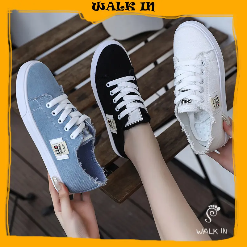 READY STOCK WALK IN Sneaker Wanita Women's Sneakers Kasut Perempuan Canvas Shoes Student leisure Sport