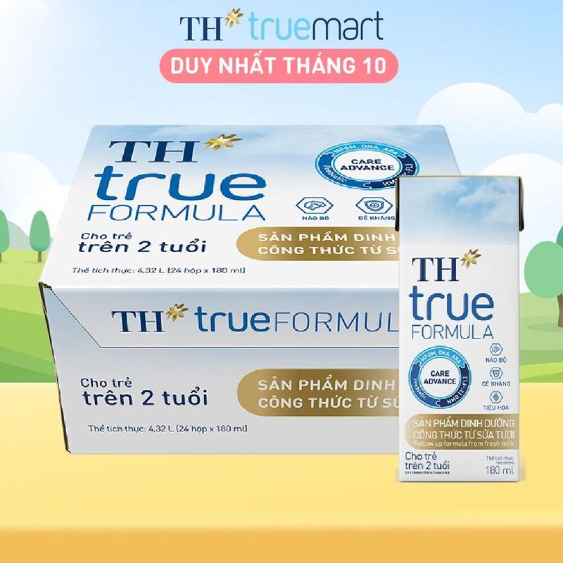 Thùng 24 hộp sản phẩm dinh dưỡng công thức từ sữa tươi dành cho trẻ trên 2 tuổi TH true FORMULA 180 ml (180 ml x 24)