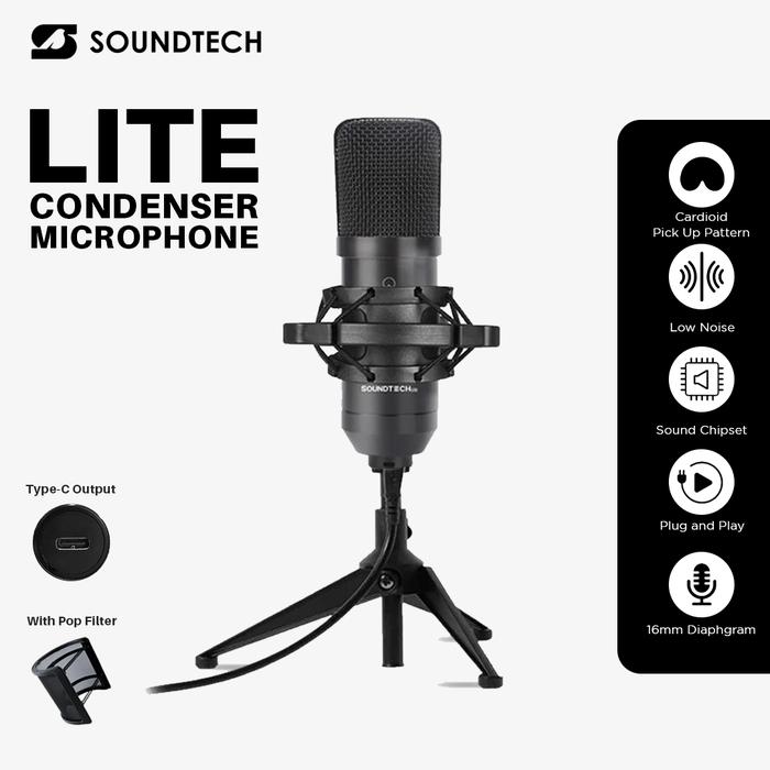 Soundtech Mic Promo SOUNDTECH Lite LT-700 USB Condenser Microphone Plug & Play Mic ...