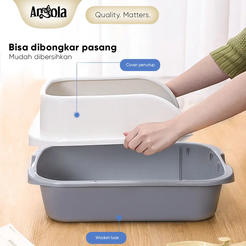 ANGOLA Cat Litter Box M06 Tempat Bak Pasir Kucing Tempat Pup Toilet Kucing 4