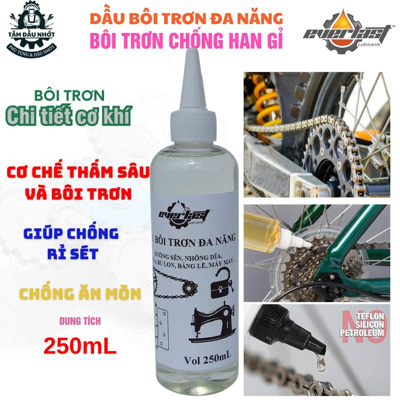 Everlast Dầu Bôi Trơn Đa Năng 250mL Chống Rỉ Sét & Ăn Mòn Cho Bản Lề Cửa Xích Xe Máy Vòng Bi Ổ Khóa Ổ Trục