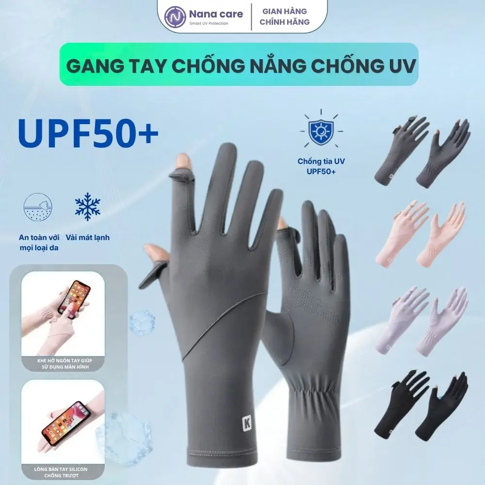 Găng tay chống nắng UPF50+ chống tia UV thoáng khí cho nữ chạy xe đạp/ thể thao Sport Chống Trơn