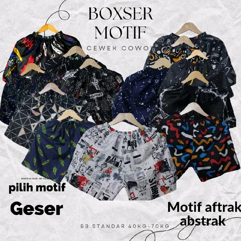 PAKET 4 PCS CELANA PENDEK REMAJA DEWASA BB 40-70KG BOXER MOTIF ALL SIZE BAHAN ADEM 7