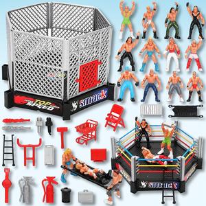 Set de 36 piezas de Mini Figuras de Acción de Lucha Libre, Incluye 12 Figuras de Lucha Libre y 2 Anillos, Regalo Ideal para Niños, Perfecto para Fiestas y Coleccionistas