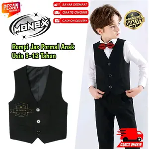 Rompi Jas Pormal Anak Cowok & Cewek 3-12 Tahun Bahan Katun Dril Untuk Dalaman Atau Luar Fashion