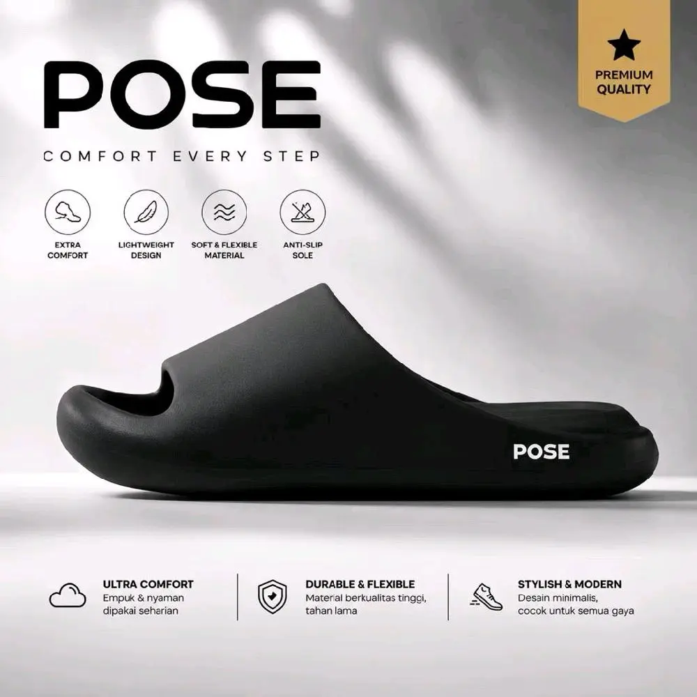 POSEE SANDAL POSEE SLOP PRIA WANITA SLIDE BAHAN KARET EVA HALUS ELASTIS NYAMAN ANTI SLIP UKURAN 37-44 BAHAN EMPUK MUDAH DIBERSIHKAN & ANTI AIR MODEL TERBARU