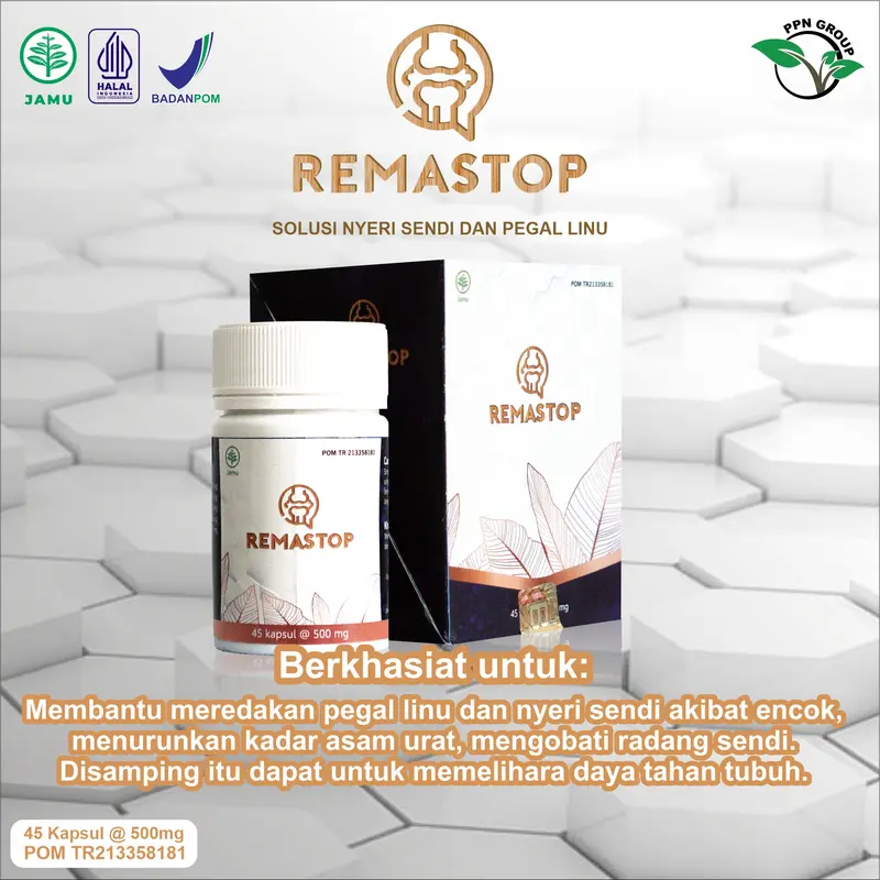 REMASTOP | KAPSUL HERBAL | MEREDAKAN PEGEL LINU, NYERI SENDI, ASAM URAT DLL | AMAN DAN SUDAH BPOM Kapsul Herbal 2