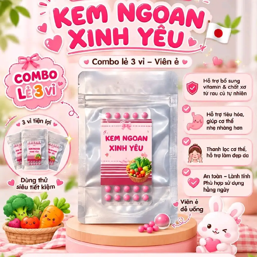 3 vĩ 150 viên tpbs hồng rau củ hồng nhật bản, chăm sóc sắc đẹp, thanh nhiệt