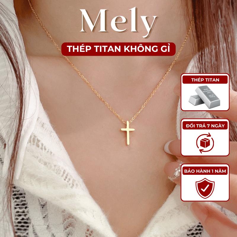 KHÔNG ĐEN GỈ Dây chuyền thép Titan Nữ hình thánh giá phong cách Basic thời trang Âu Mỹ - Mely TT121 Women