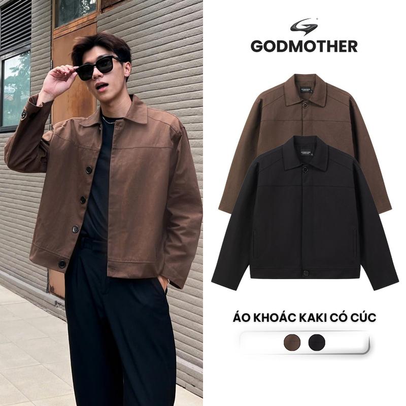 Áo Khoác Kaki Có Cúc GODMOTHER Jacket Kaki Form Crop Lửng Unisex Cổ Bẻ Phong Cách Basic Thanh Lịch KKCUC