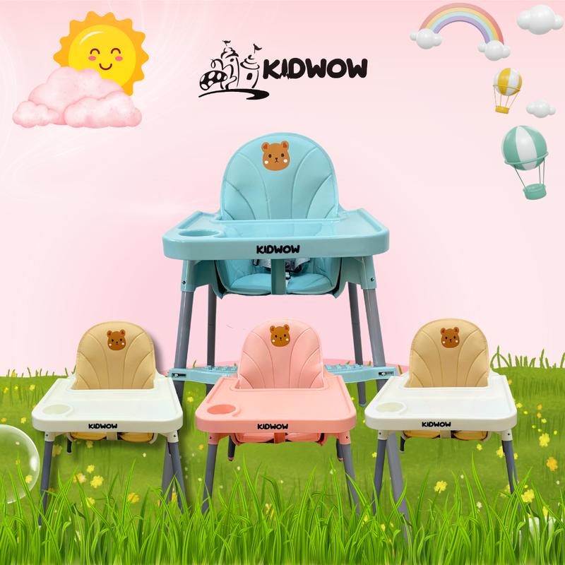 Ghế ăn dặm, bàn ăn cho bé kèm mặt bàn, diều chỉnh 2 nấc 3 dây đai an toàn sử dụng cho bé từ 6 tháng đến 3 tuổi. Voi Kem