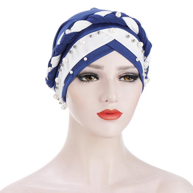 Product Introduction of Women Cap Braid Beads Turban Headscarf Islamic Head Wrap Lady 11