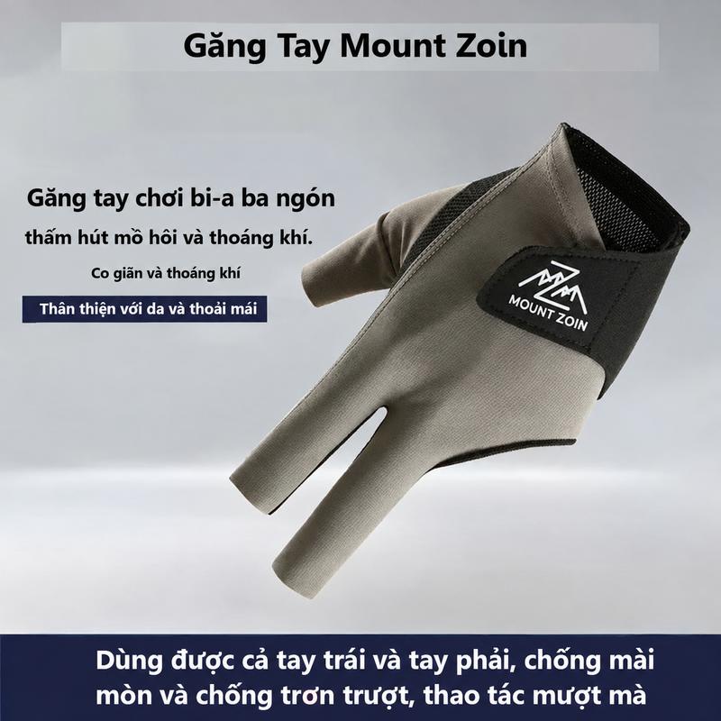 Găng Tay Chơi Bi-A Mount Zoin 3 Ngón Qai Cài Thế Hệ Mới