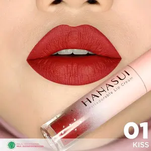 Hanasui Matte Waterproof - Velvet Matte Tahan Lama dengan Double Moisturizer dari Olive Oil dan Vitamin E - Kering, Lasting Lipstick