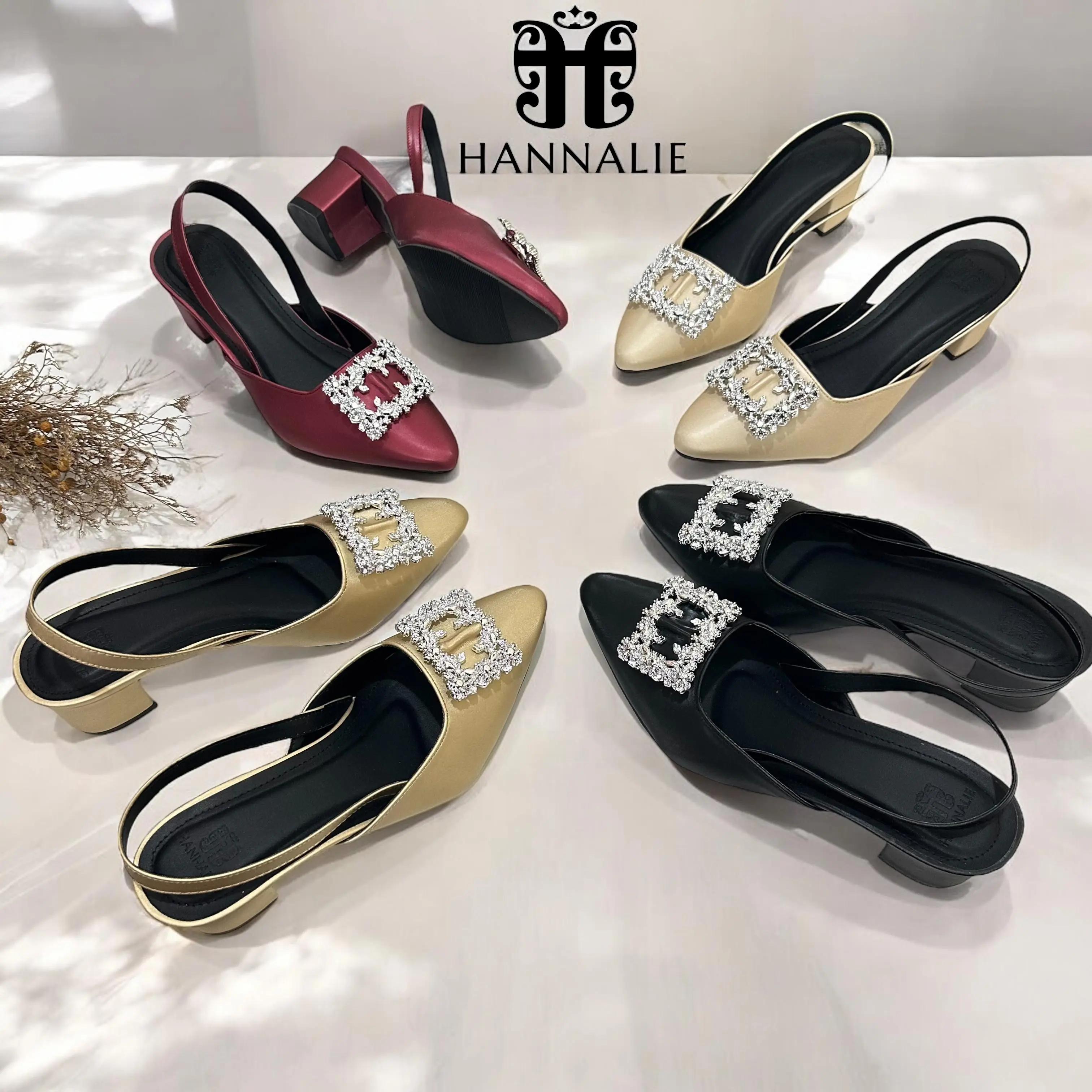 CELY - Sandal Wanita Kekinian Terbaru / Sepatu Wanita Heels Hak Tahu Tali 5 cm Sandal Selop Pesta