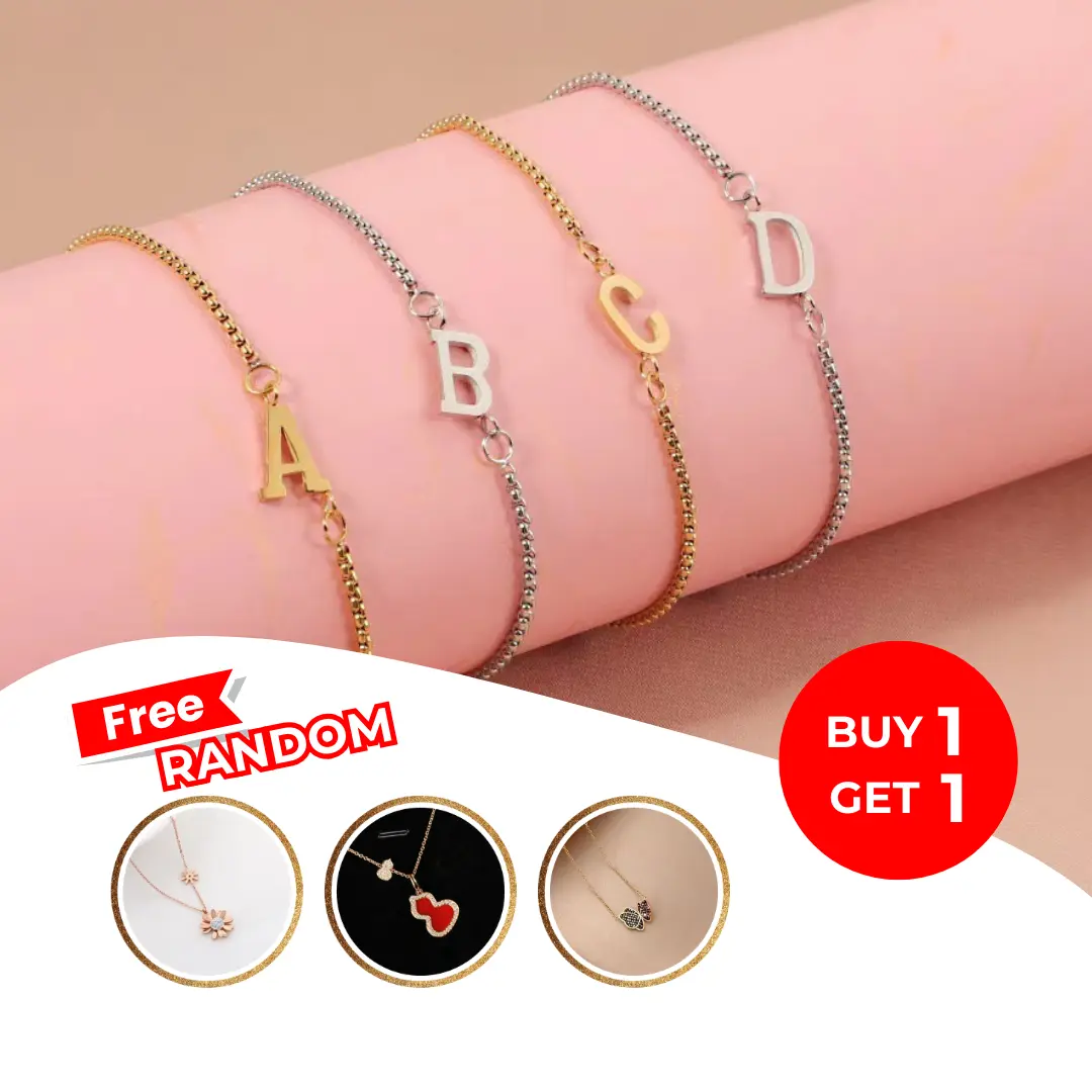 Shining Jewerly Aksesoris Wanita Gelang Tangan Abjad Alphabet Gold&Silver Anti Karat Titanium Perhiasan Bracelets