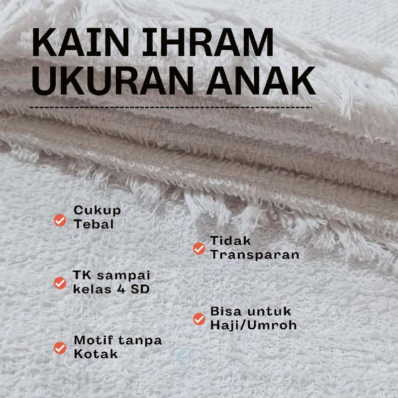 Kain Ihram Anak Laki-laki Kain Ihrom Anak TK SD Kain Ihram Manasik Haji Umroh Muslim 1