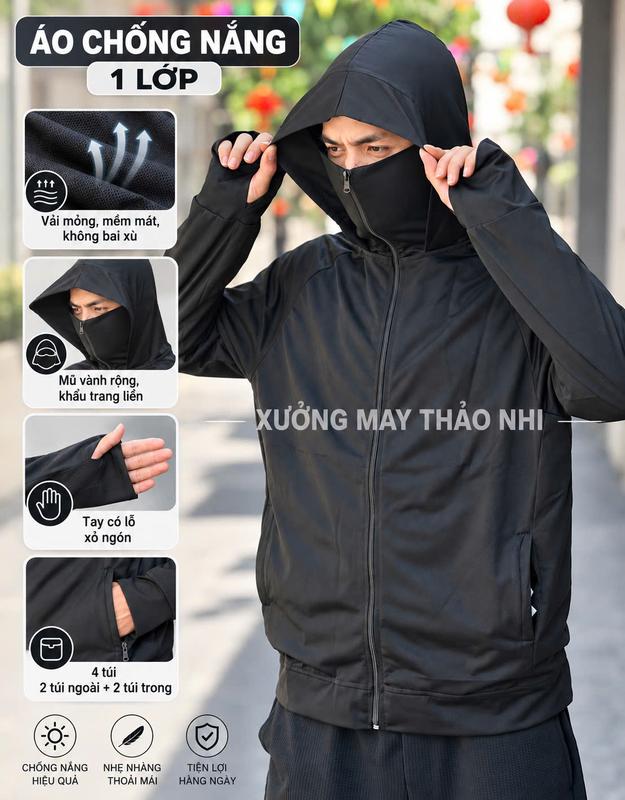 Áo chống nắng nam thông hơi 1 lớp mỏng nhẹ mặc mát