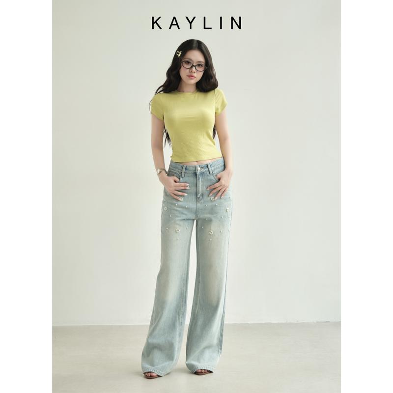 Áo thun KAYLIN form Baby Tee chất vải thun gân co giãn phong cách - N2469 Women Top