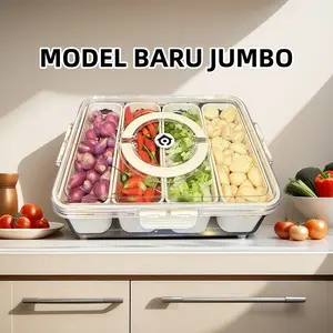 BEST SELLER (COD)Kontainer Kulkas Tempat Penyimpanan Makanan Dengan Saringan dan Tutup Transparan Penutup penyegalan