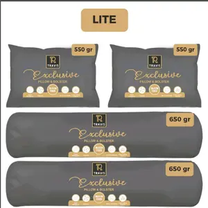 ISI 4 LITE GREY/ DEEP SERIES 45x60 COTTON SERIES Bantal Guling r100% Silikon Grade A TRAVIS