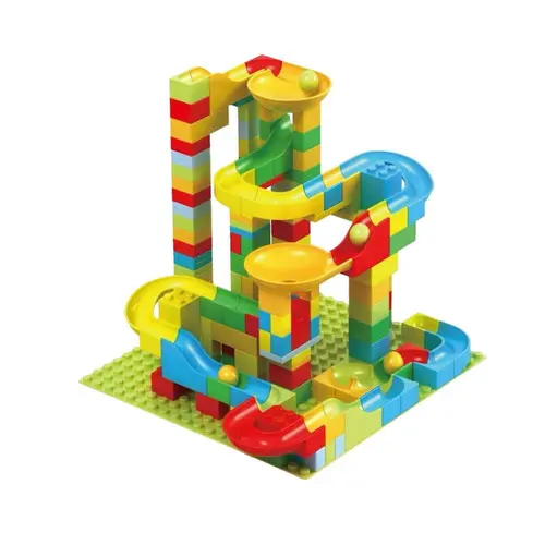 Mainan Brick Balok Susun Anak DIY Puzzle Marble Run Building Block 0