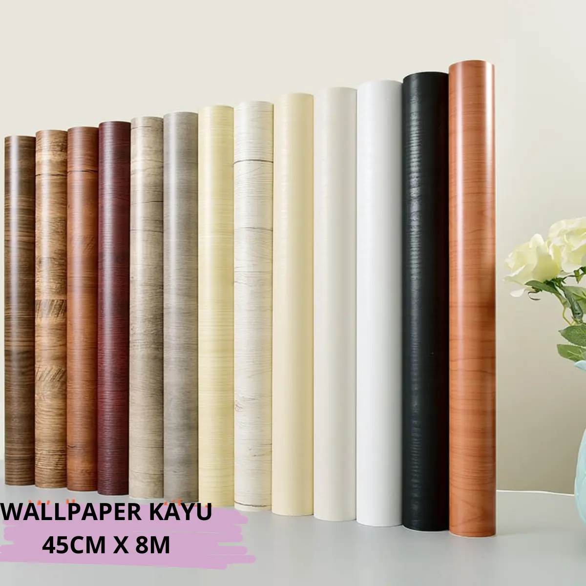 Wallpaper dinding kayu stiker motif kayu lebar 45cm x panjang 8meter