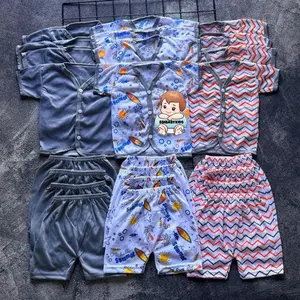 Special promo 12 setelan /1 lusin setelan bayi Newborn tangan pendek motif seri Abu Summer laki-laki & anak perempuan Katun