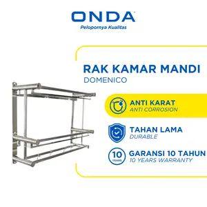 ONDA Rak Sabun Handuk Baju Gantungan Rak Dinding Kamar Mandi Double Anti Karat DOMENICO