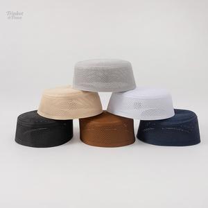Topi Matahari Sling Topi Idaman Lelaki Topi Doa Rata Topi Hitam Bernafas Dengan Topi Etnik Warna Pepejal Kapas