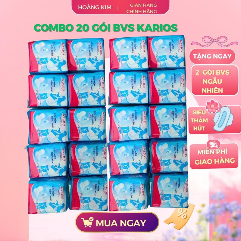    Combo 20 Gói   Băng Vệ Sinh Karios Siêu Tiện Lợi Gói 7 Miếng 5 Miếng Ngày Kích Thước 24 cm Nữ Tampon 