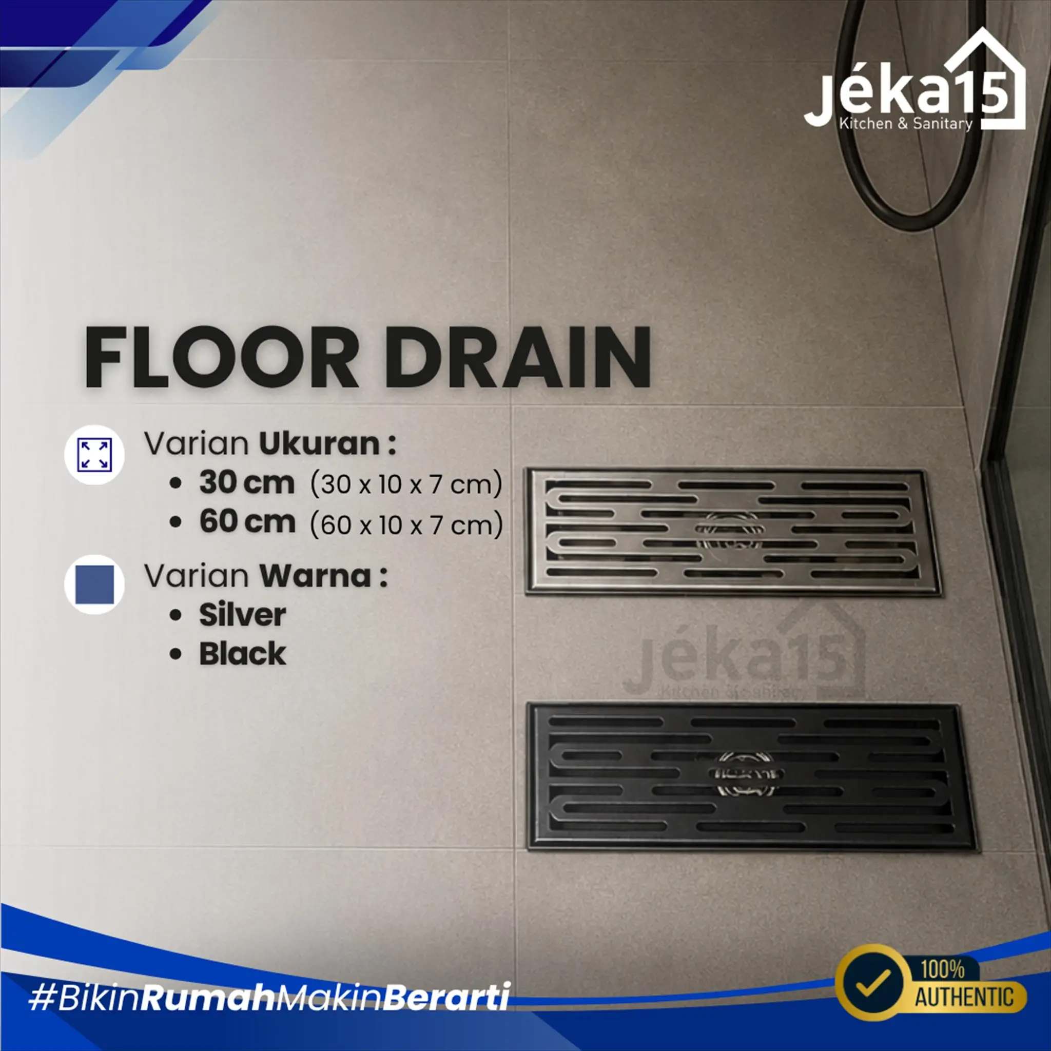 JEKA15 - Floor Drain Saringan  Got Kamar Mandi Anti Bau Silver Black