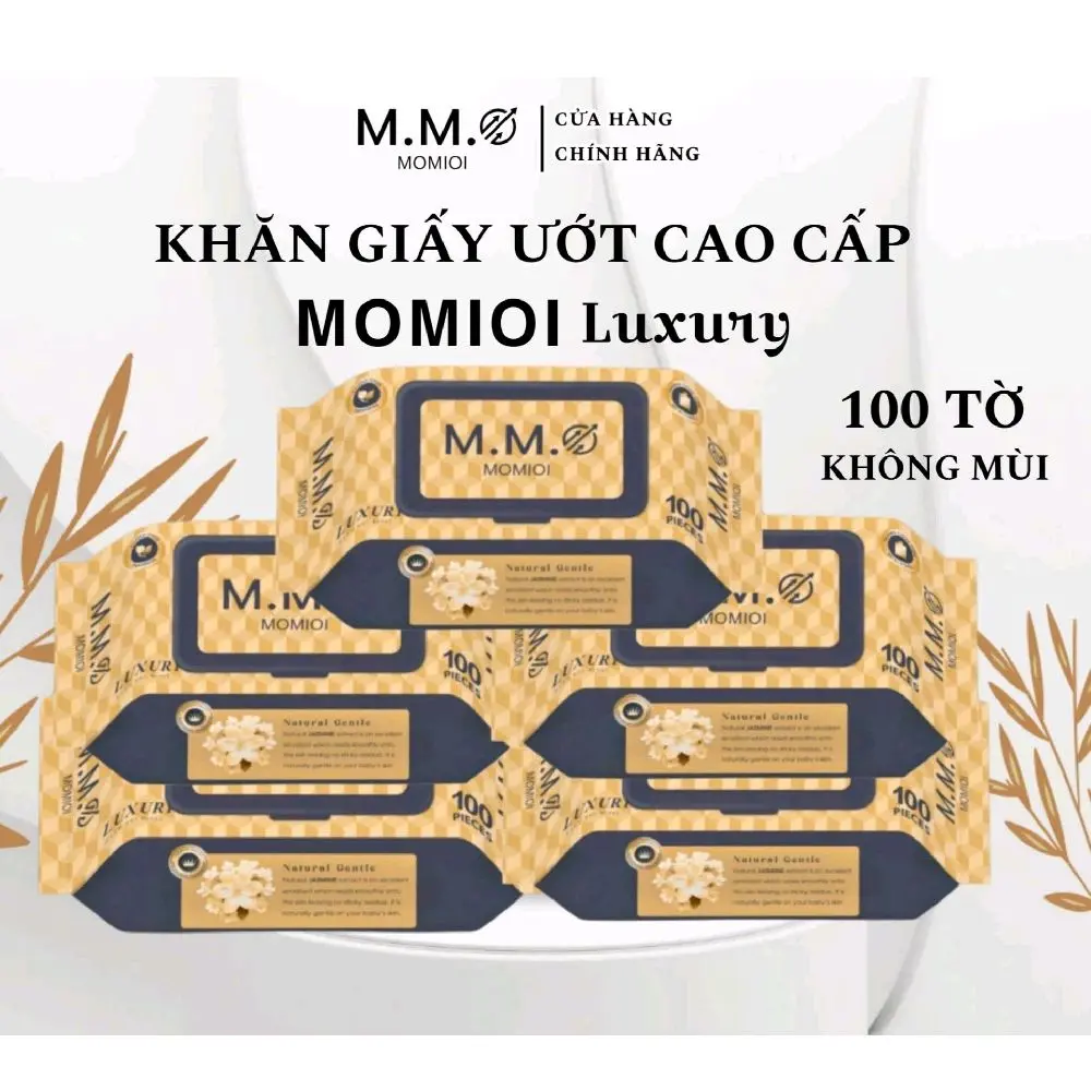 Thùng 10 gói khăn ướt MOMIOI gói 100 tờ - không cồn không parabens cao cấp cho bé