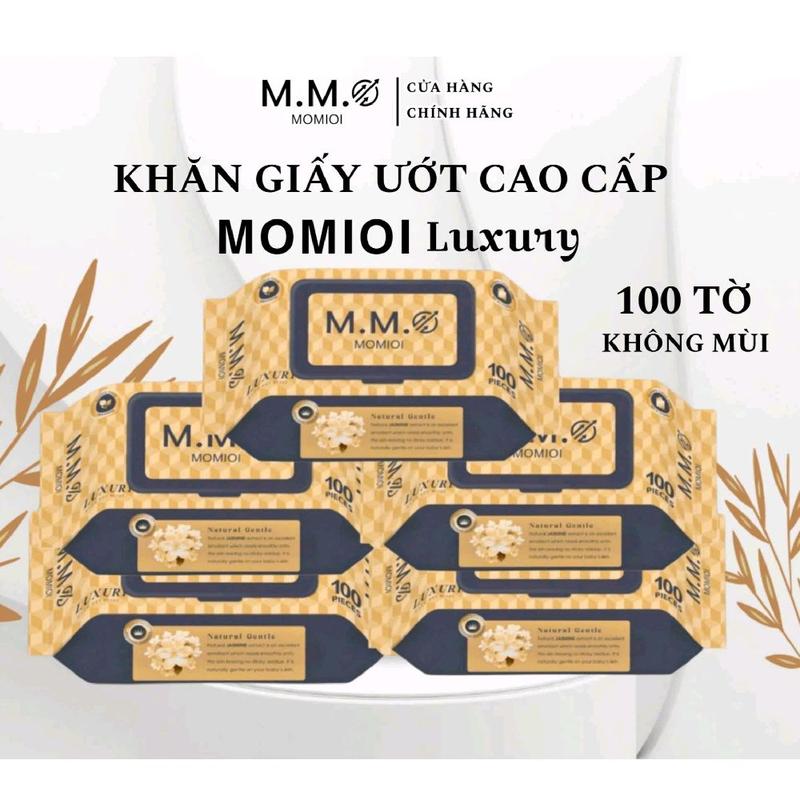 Thùng 10 gói khăn ướt MOMIOI gói 100 tờ - không mùi không cồn cao cấp cho gia đình