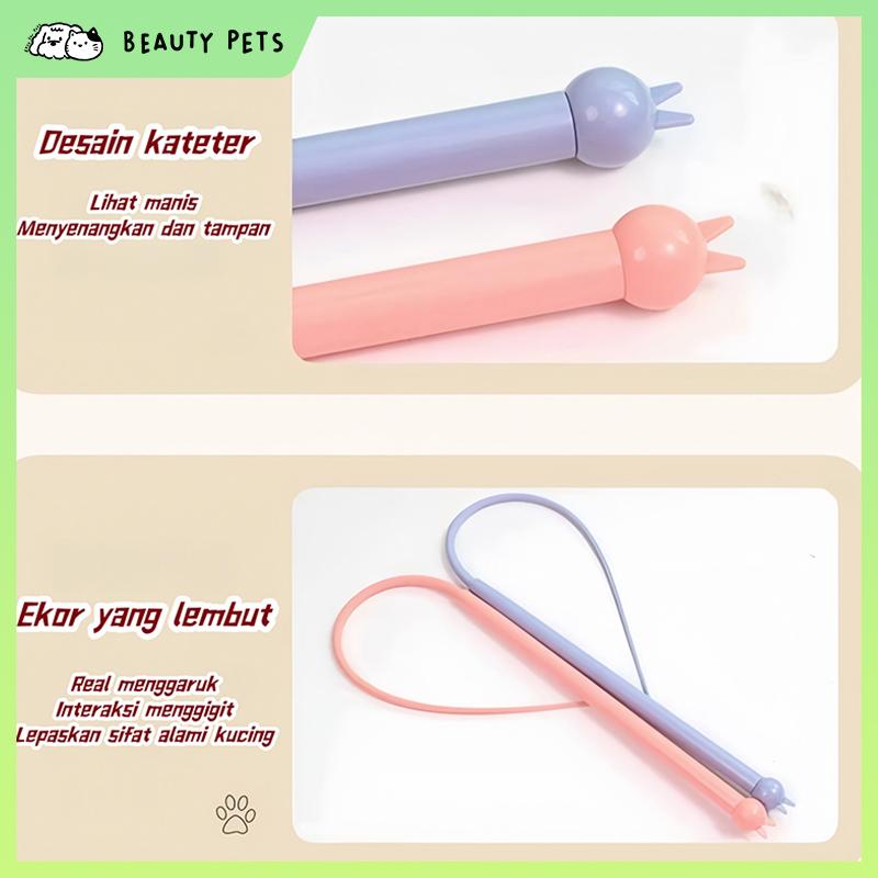 BP-020204 Pet Mainan Kucing Buntut Tikus Cicak Mouse Tail Silicone Cat Teaser Pet Mainan Interaksi Tongkat 5
