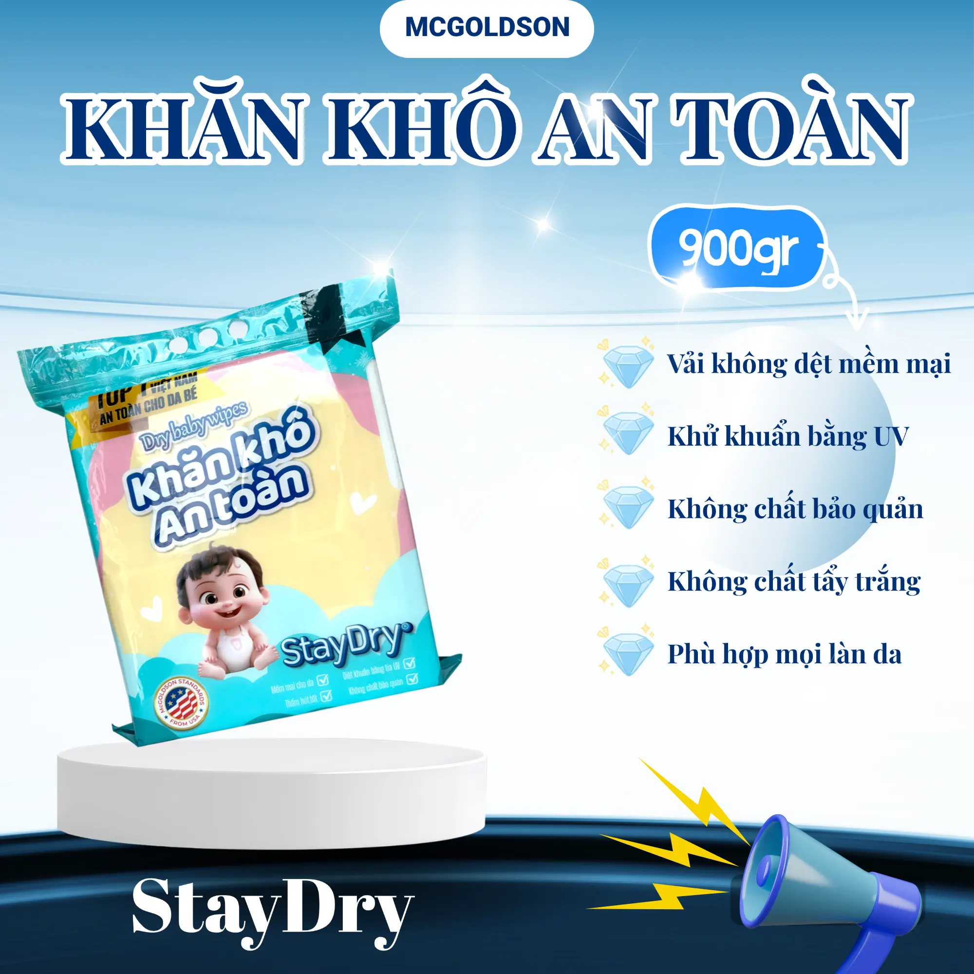 Khăn khô an toàn StayDry 900g