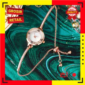 ALOY JTSR016 - Jam Tangan Wanita Tali Rantai Serut Simple Elegant Jam Analog Fashion Korea Model Bulat