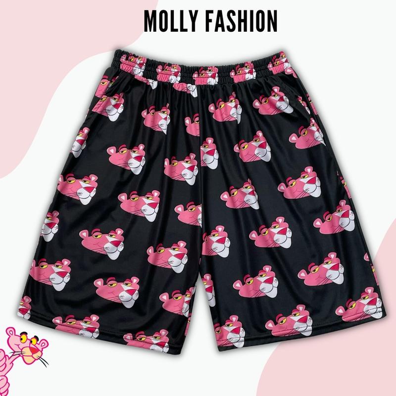 Quần short hoạt hình unisex BÁO HỒNG Bigsize 38-100kg đi chơi/mặc nhà MollyFashion