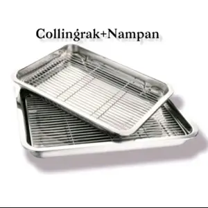 Alat tirisan minyak gorengan makanan stainless JUMBO ukuran 40cm x 30cm / cooling rack peniris makanan / nampan wadah peniris minyak serbaguna stainless